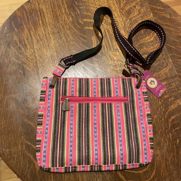 Laurel Burch Cat Multicolor Medium Canvas Crossbody Bag - Picture 2 of 4